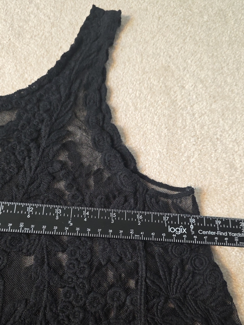 Black Floral Embroidered Mesh Sheer Tank Whimsygoth Feminine Dark Romantic M - Picture 3 of 5